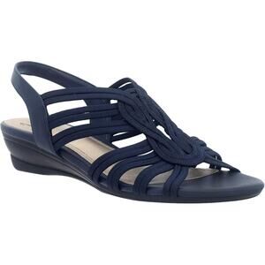 NIB Impo Size 9.5 Navy Raina Braided Strappy Stretch Wedge Sandals